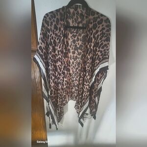 Leopard Print Sheer Cover Up/ Poncho
